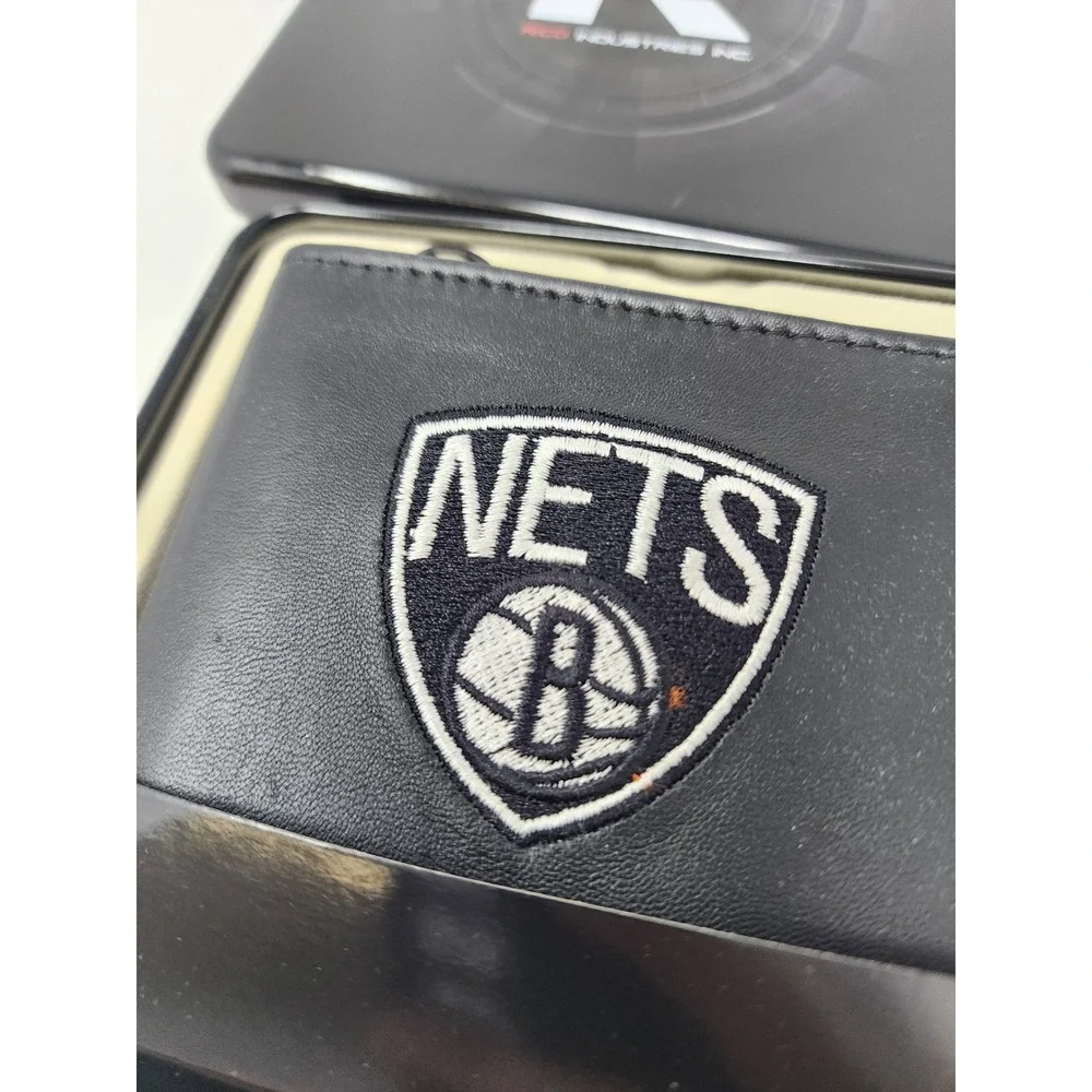 Rico Industries Mens Brooklyn Nets Bifold Wallet Black Leather Casual Size OS